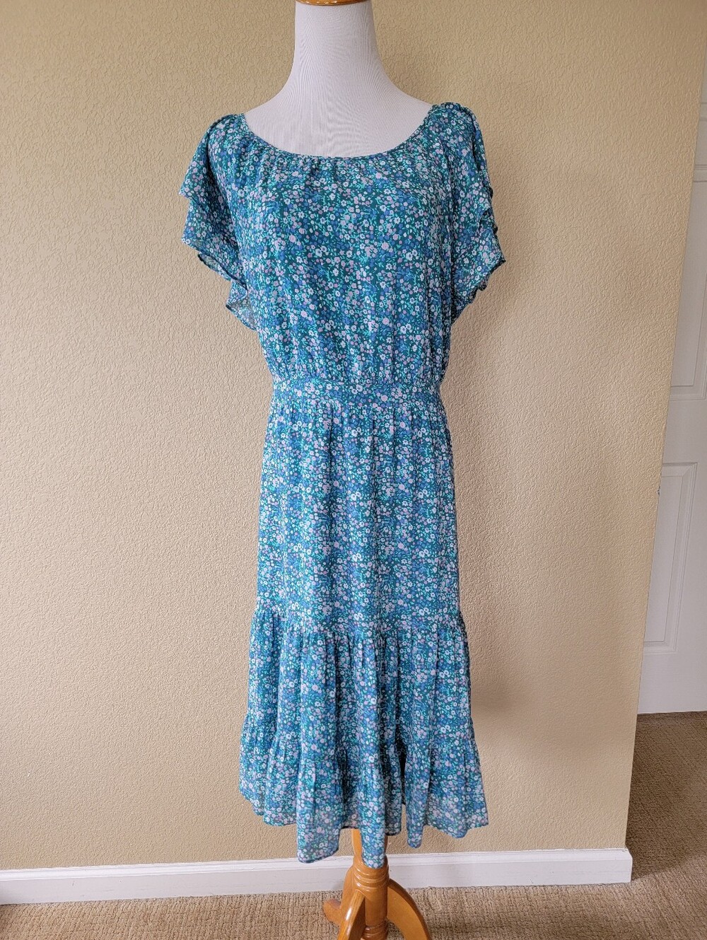 J. Crew Factory Tiered Floral-Print Dress, Size 14